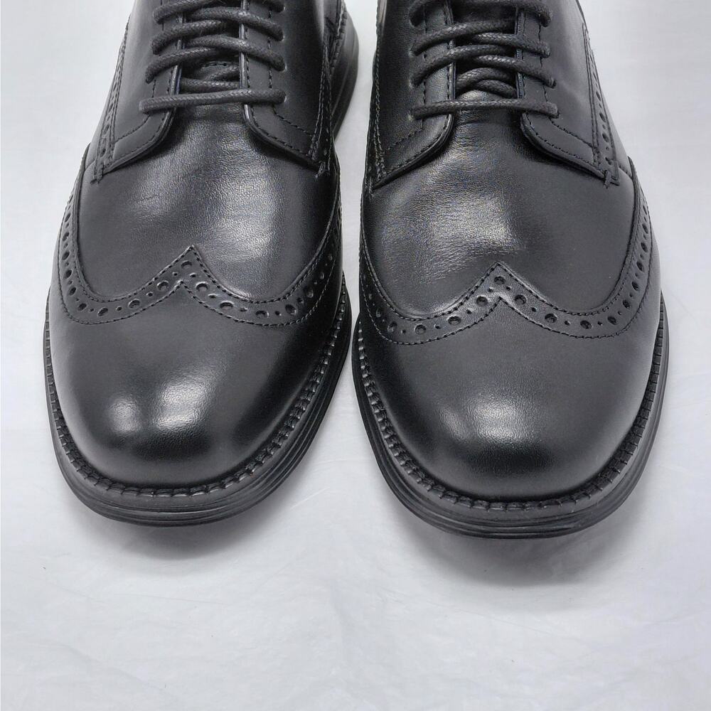 Cole Haan Mens Oxford Dress Shoes 7.5 Black Leather Wingtip Original Grand - Picture 7 of 14